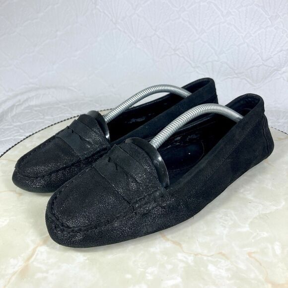 Lauren Ralph Lauren Driving Loafers Sz 6.5 Black Suede Preppy Comfort Moccasins - Picture 5 of 14